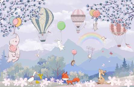 Фотообои Звери на воздушных шариках