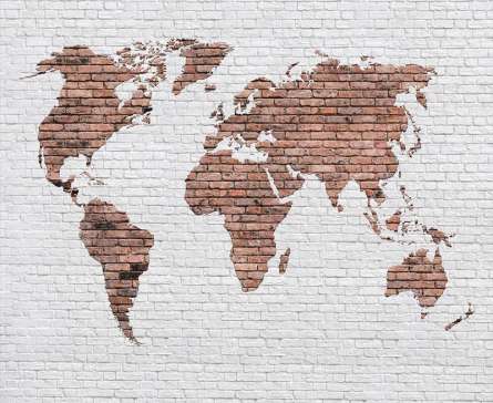 Фотошпалери Карта світу на цегляній кладці Фотошпалери Карта світу на цегляній кладці