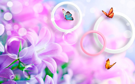 Фотообои Сирень и бабочки