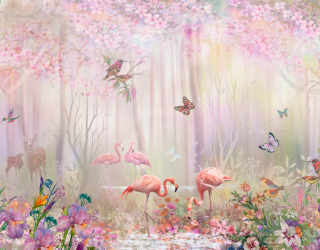 Фотообои Фламинго в сказачном лесу 22486