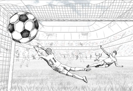 Фотообои Вратарь в воротах с мячом