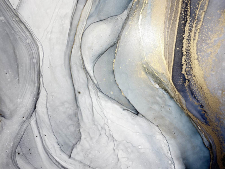 Фотошпалери Сірий fluid art з золотом Фотошпалери Сірий fluid art з золотом