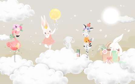 Фотообои Звери на воздушных шариках Фотообои Звери на воздушных шариках