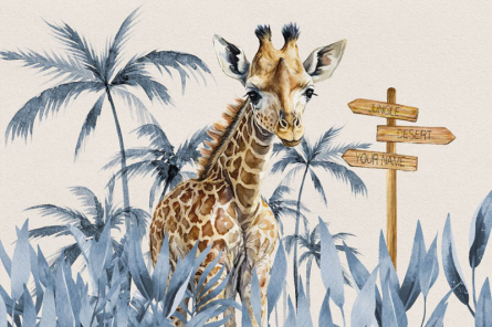 Фотообои Жирафик в тропиках Фотообои Жирафик в тропиках