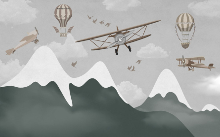 Фотообои детские горы и самолеты Фотообои детские горы и самолеты