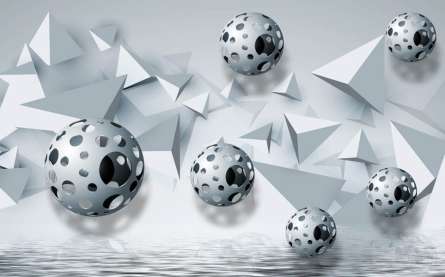 Фотошпалери 3Д сфери над водою