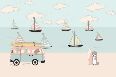 Фотообои Машинки на пляже Фотообои Машинки на пляже