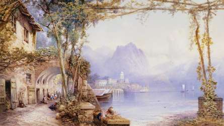 Фотошпалери Гори, човни, люди