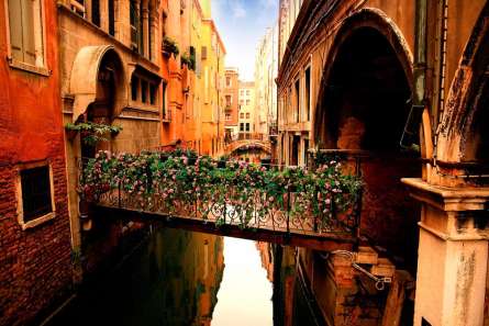 Фотообои Улочка в Венеции с цветами