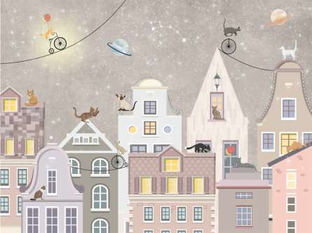 Фотообои Домики с котиками