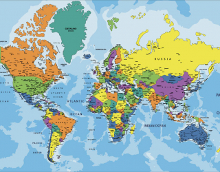Фотообои Карта мира на английском 23088