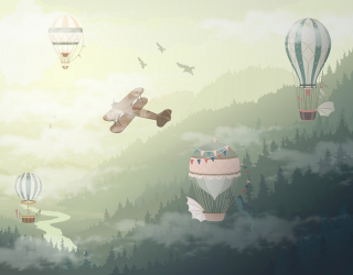 Фотообои Горы с воздушными шарами 22121