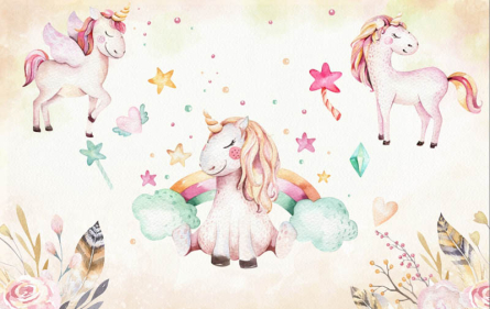 Фотообои Розовые единорожки Фотообои Розовые единорожки