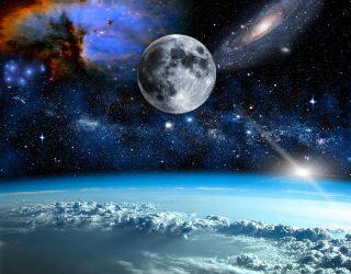 Фотообои космос и луна над олаками 20718