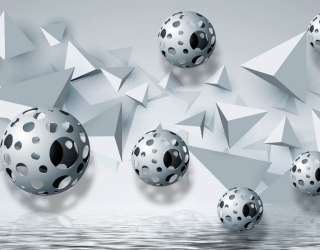 Фотошпалери 3Д сфери над водою 28925