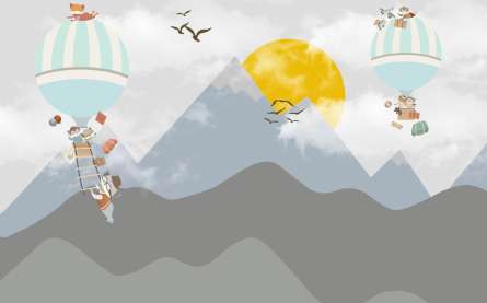 Фотообои Горы и воздушные шары Фотообои Горы и воздушные шары