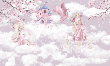 Фотообои феи и замок в небесах Фотообои феи и замок в небесах