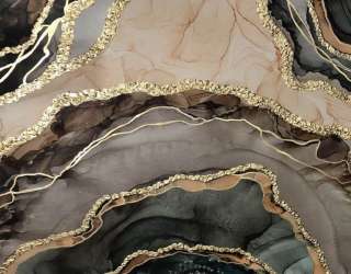 Фотошпалери Коричневий fluid art з золотом 30598