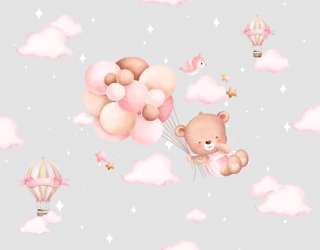 Фотошпалери мішка з кульками для кімнати дівчинки 34380