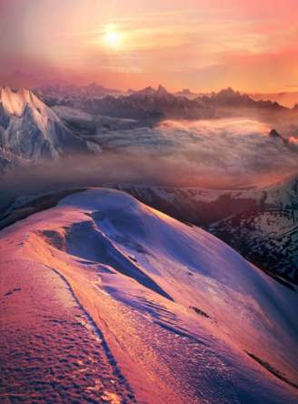 Фотошпалери Захід над горами Фотошпалери Захід над горами