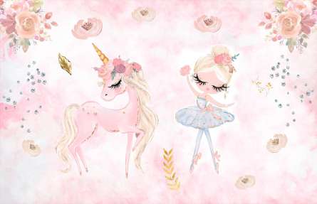Фотообои единорог и фея Фотообои единорог и фея