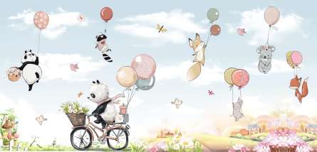 Фотообои Звери и воздушные шарики Фотообои Звери и воздушные шарики