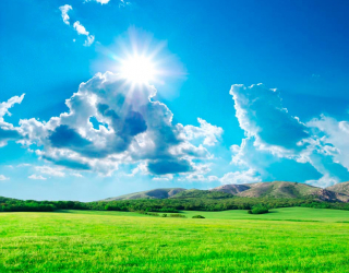 Фотошпалери Сонце, трава, хмари 3306