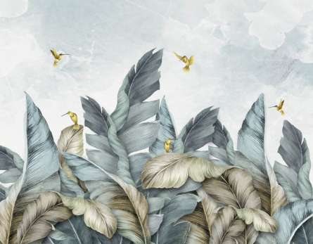 Фотошпалери птиці і тропічні листя Фотошпалери птиці і тропічні листя