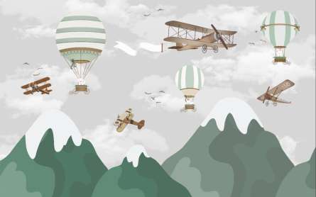 Фотообои детские горы и самолеты