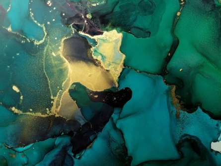 Фотошпалери Зелений fluid art з золотом Фотошпалери Зелений fluid art з золотом