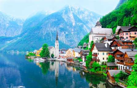 Фотошпалери Гальштат і Гальштатськоє озеро Фотошпалери Гальштат і Гальштатськоє озеро