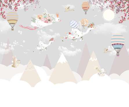 Фотообои Аисты на воздушных шариках