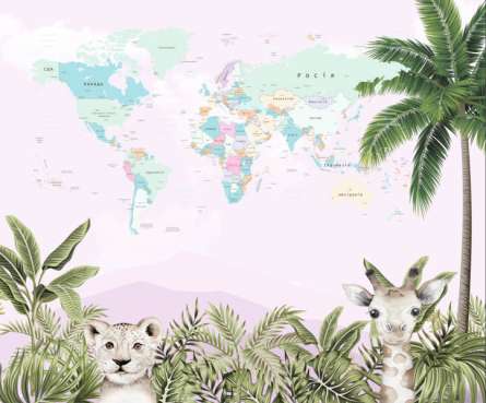 Фотошпалери Карта з тваринами