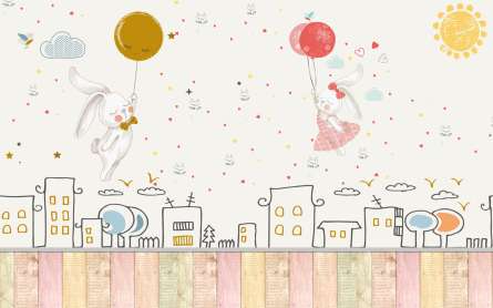 Фотообои Летящие зайки Фотообои Летящие зайки