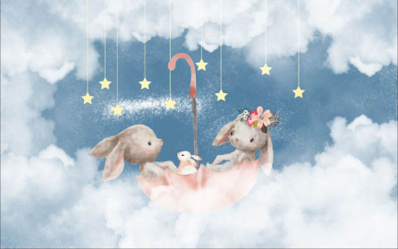 Фотообои Зайки на тучках