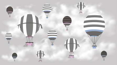 Фотообои Воздушные шары на сером фоне Фотообои Воздушные шары на сером фоне