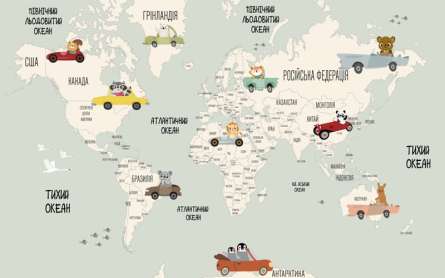 Фотошпалери Карта з машинками англійською