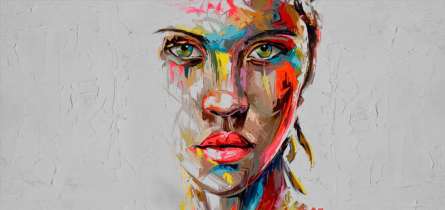 Фотошпалери обличчя дівчини фарбами Фотошпалери обличчя дівчини фарбами