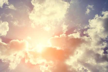 Фотошпалери синьо-помаранчеве небо з хмарами Фотошпалери синьо-помаранчеве небо з хмарами