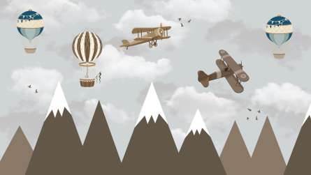 Фотообои Воздушные шары и коричневые горы