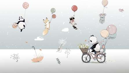 Фотообои Животные на шариках и панда