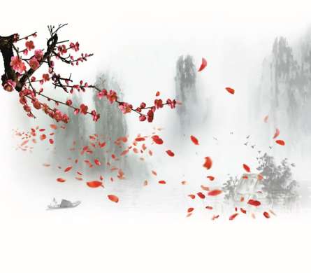 Фотошпалери червона гілка сакури