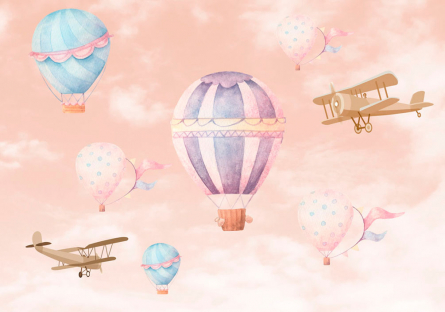 Фотообои Воздушные шары и самолетик