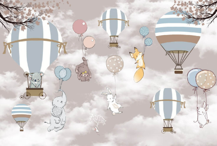 Фотообои зверушки на воздушных шариках Фотообои зверушки на воздушных шариках