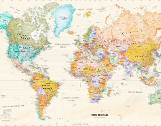 Фотошпалери Жовта карта світу 20018