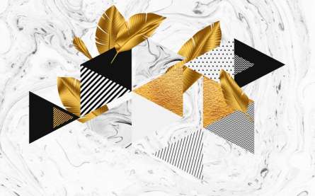 Фотошпалери золоті листья і трикутники Фотошпалери золоті листья і трикутники