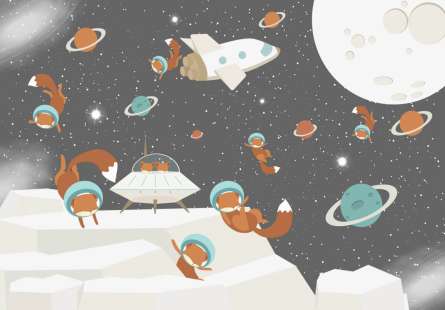 Фотообои Лисички в космосе Фотообои Лисички в космосе