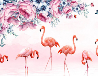 Фотообои фламингои цветы 29013