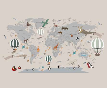 Фотообои Бежевая карта с шарами в скандинавском стиле