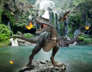 Фотообои Динозавр у водопада 22926